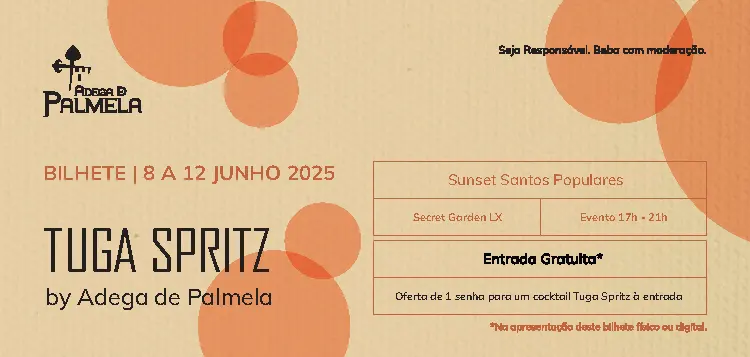 Convite Evento Tuga Spritz 8 a 12 de junho no Secret Garden LX